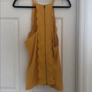 Gold Yellow scalloped tank top blouse